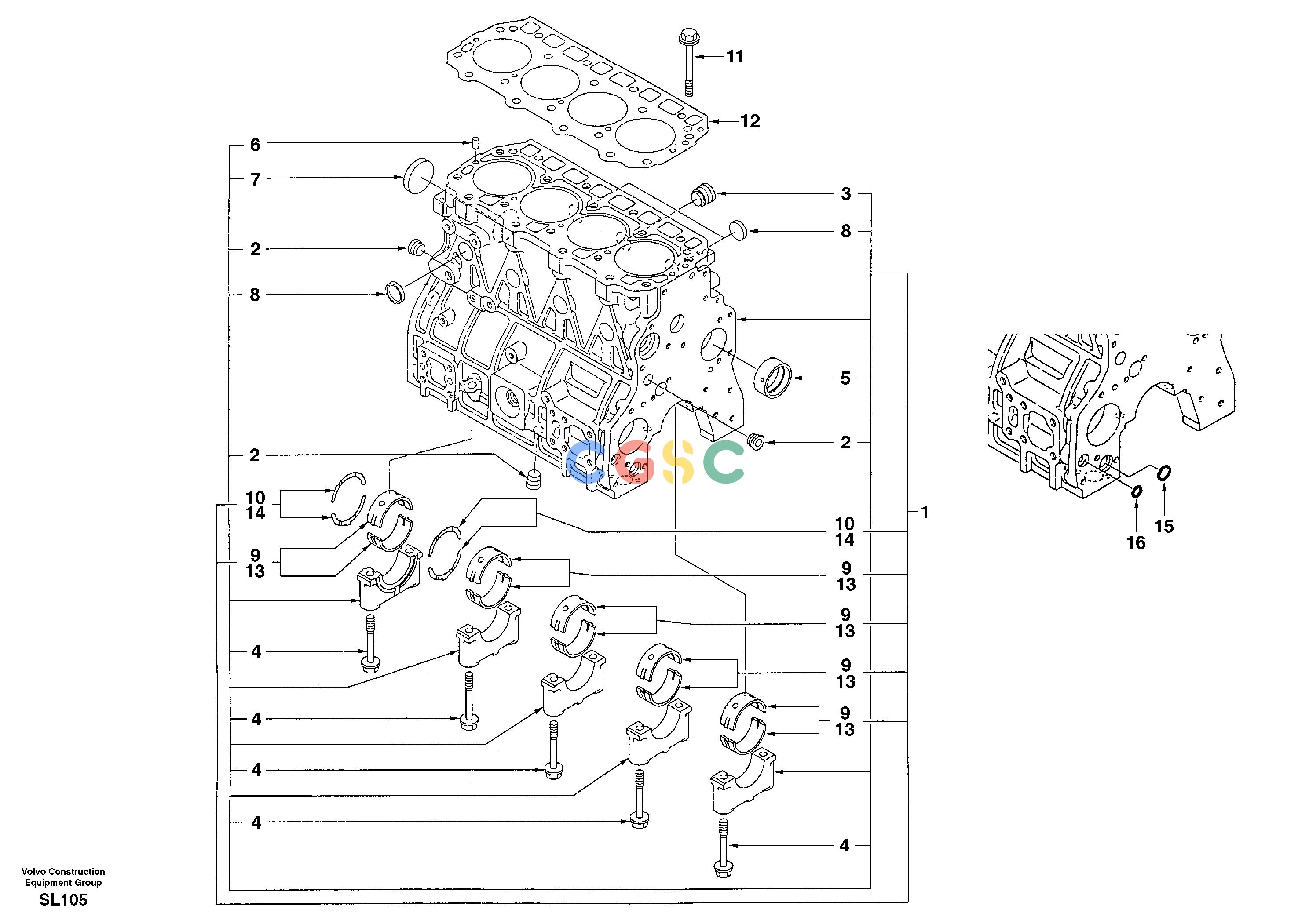 沃尔沃零件查询EC55 Cylinder blockSER NO 5001-AL04B001-AL04B002NoneNoneNoneAutodata Volvo online