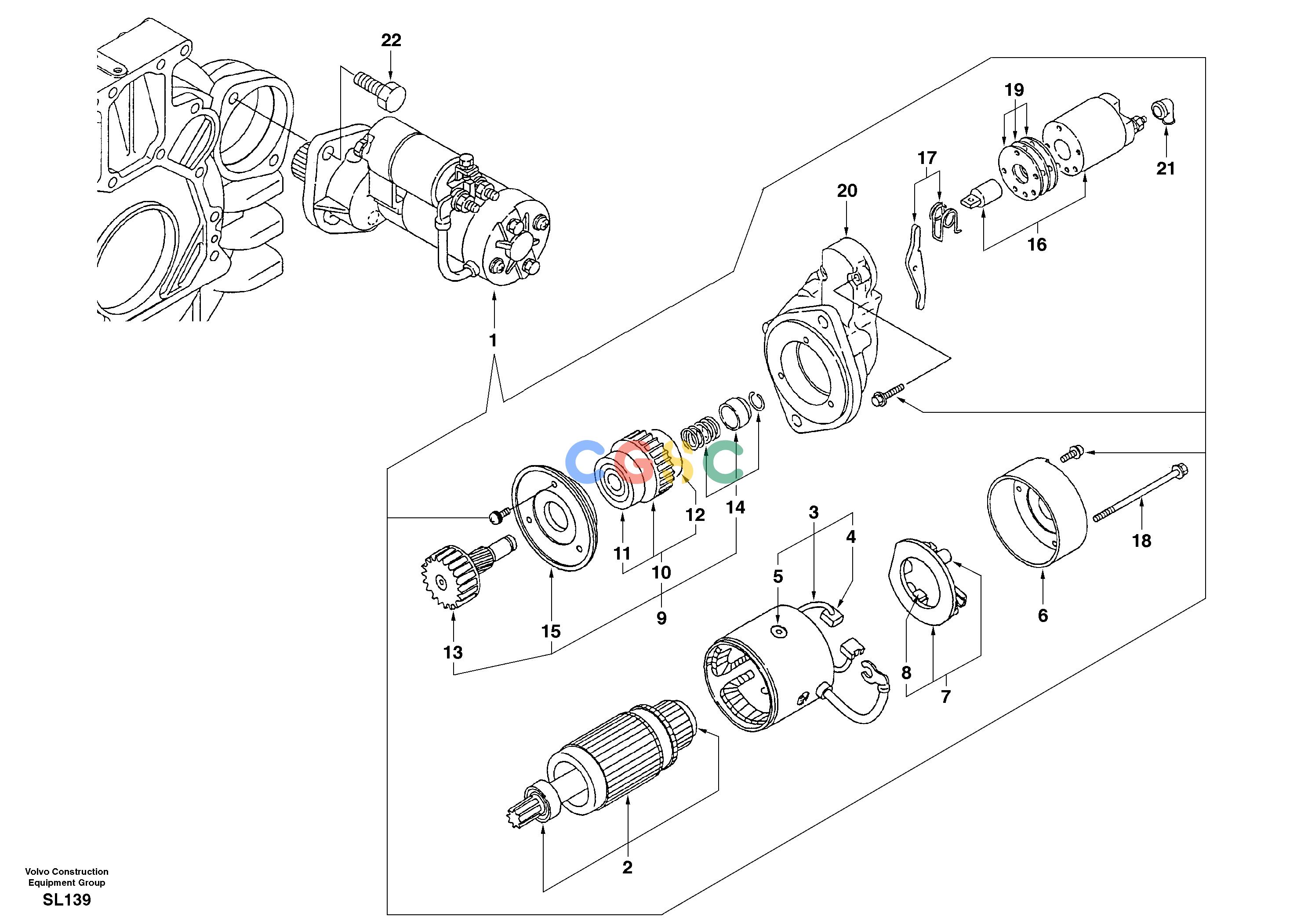 沃尔沃零件查询EC55 Starter motor, mountingSER NO 5001-AL04B001-AL04B002NoneNoneNoneAutodata Volvo online