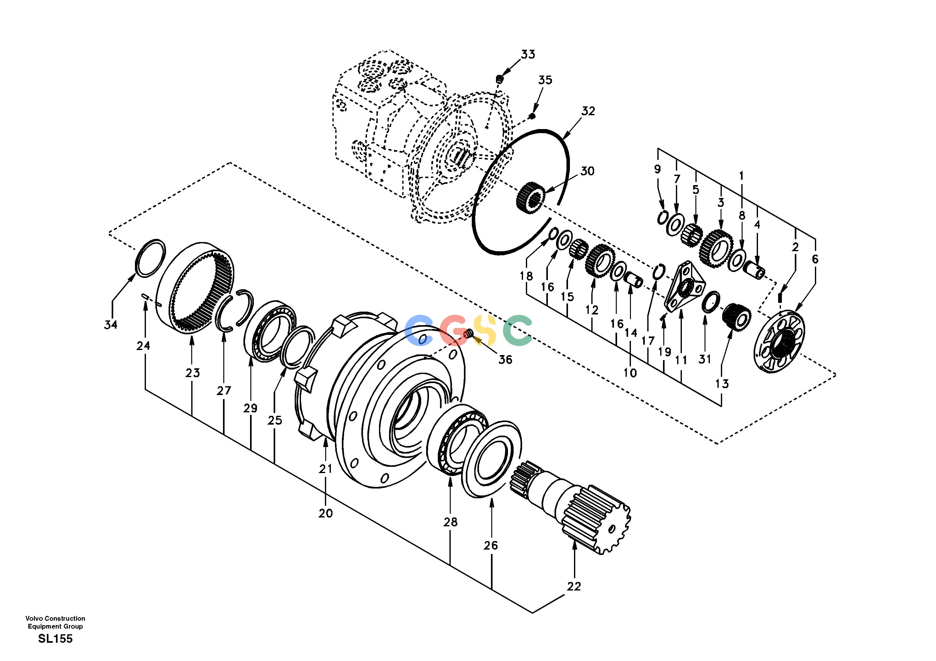 沃尔沃零件查询EC55 Swing gearboxSER NO 5001-AL99E001 STD-NoneNoneNoneNoneAutodata Volvo online
