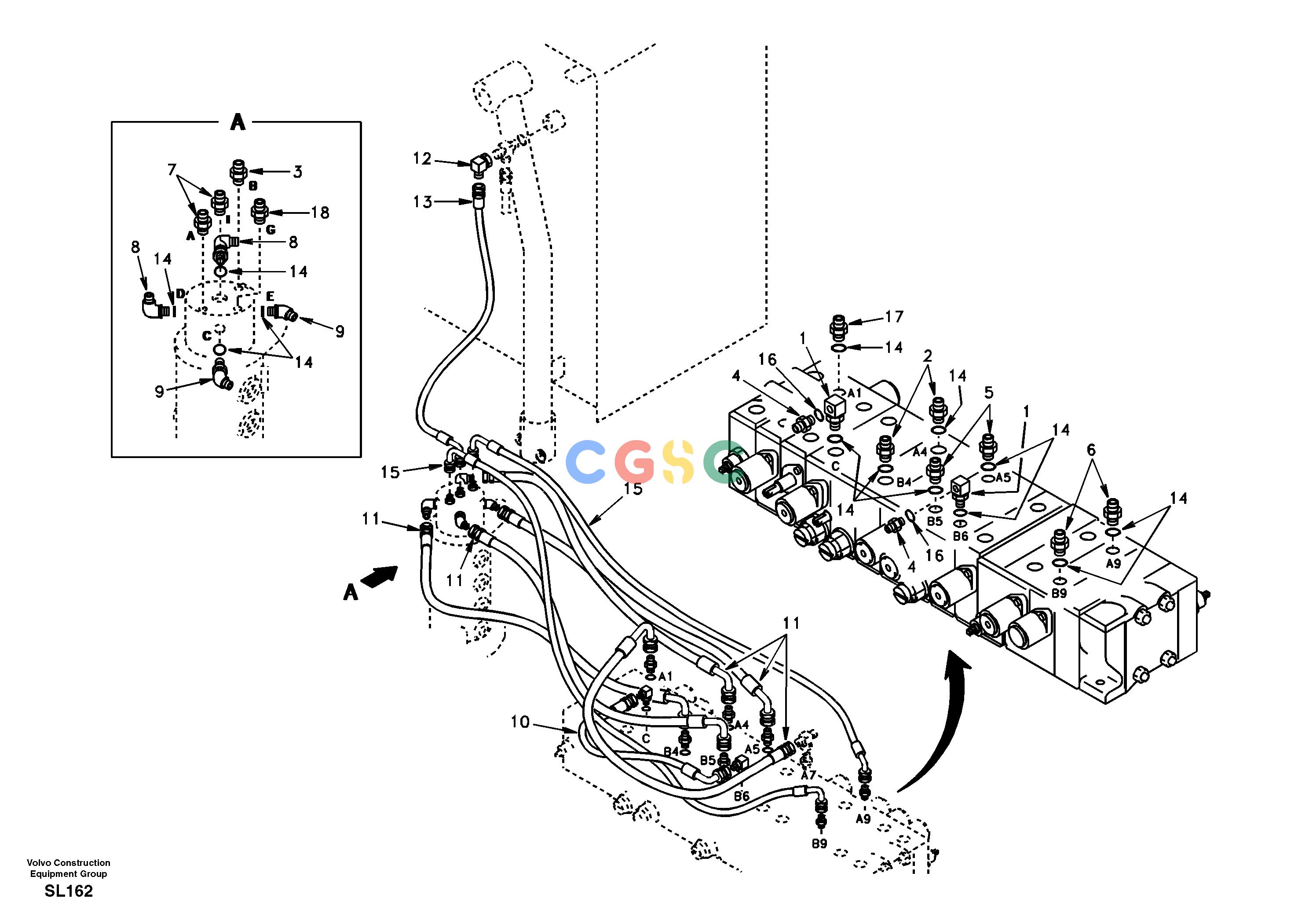 沃尔沃零件查询EC55 Turning joint line, control valve to turning jointSER NO 5001-AL00A001-AL99D001NoneNoneNoneAutodata Volvo online