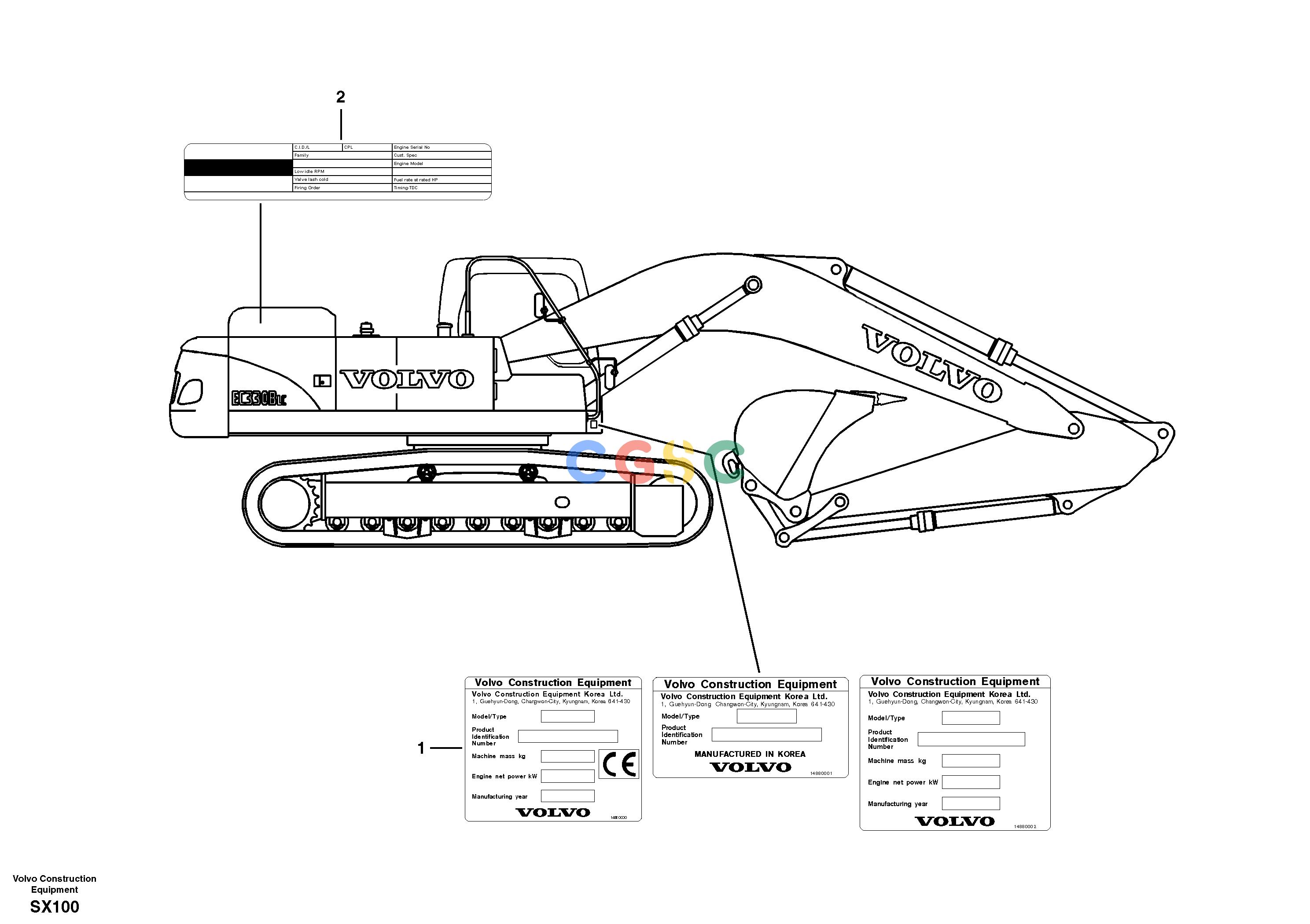 沃尔沃零件查询EC330B Product identification plateS/N INT 10713-10806 EU&NA 80001-80425 NoneNoneNoneAutodata Volvo online