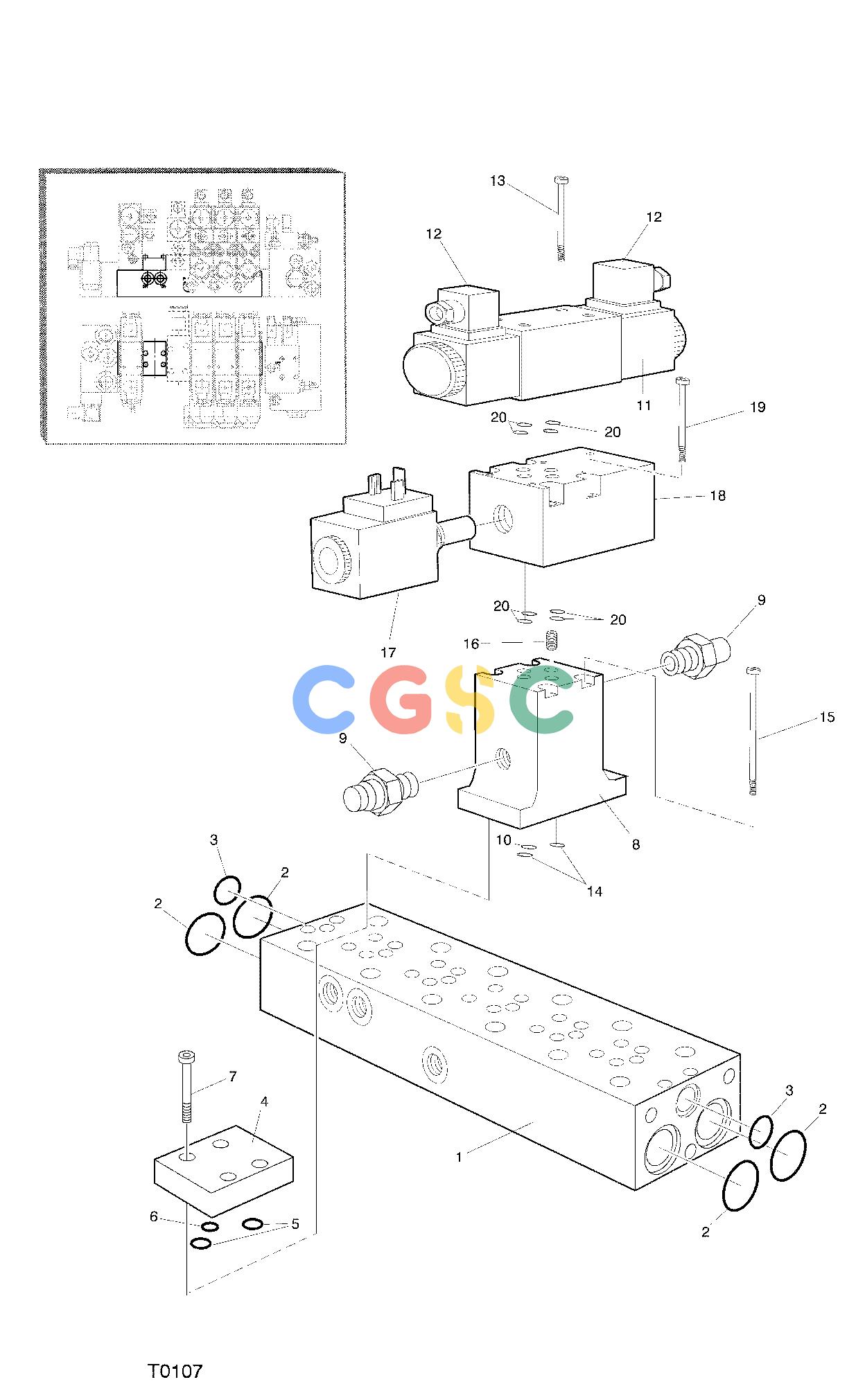 约翰迪尔零件查询762B ATT - ATTACHMENTS ENGINE VALVE BLOCK SECTION F042683 11 22 T0107 [T0107]EPC John Deere online