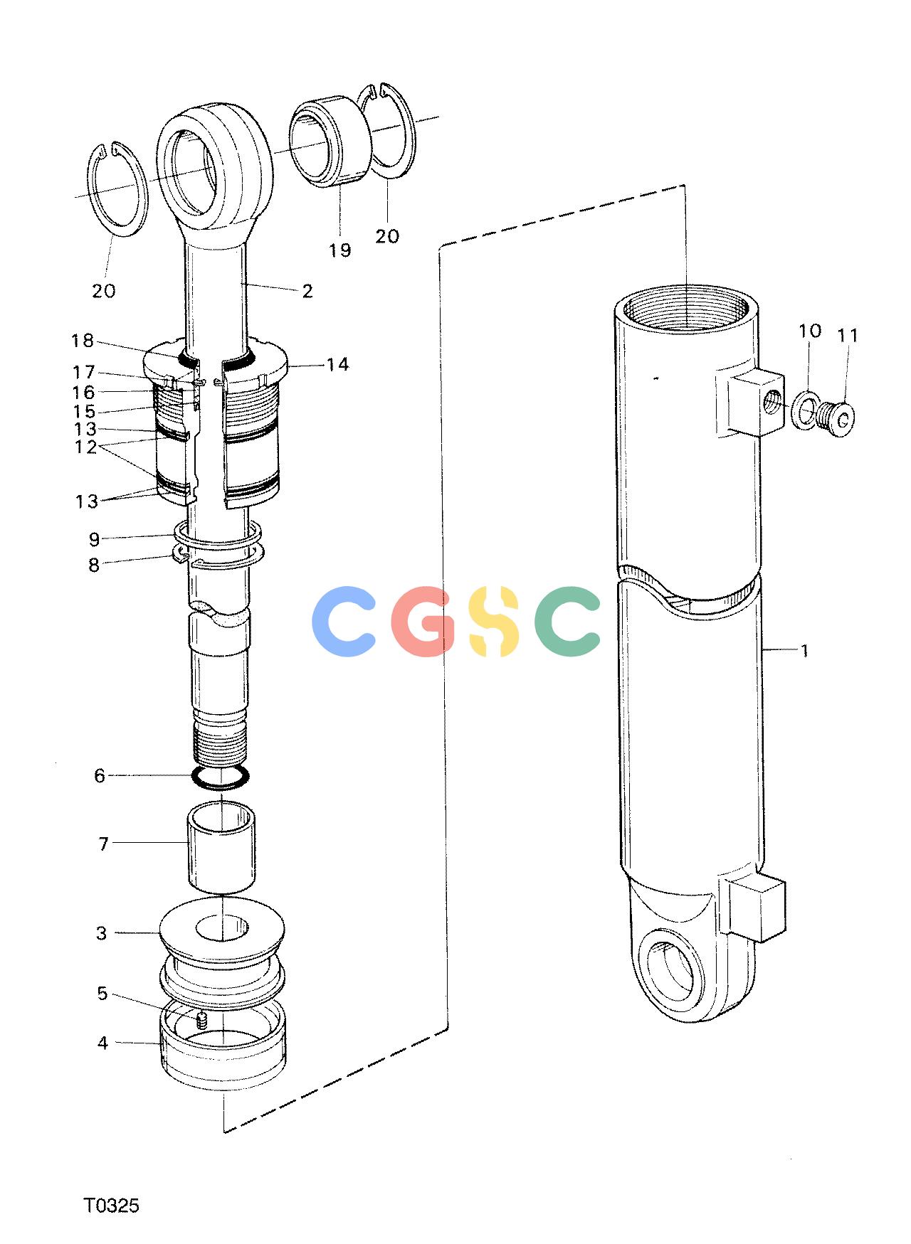约翰迪尔零件查询KM155F - ATTACHMENTS CYLINDER TILT 746B ( O275 - ) 4536-023/10 [4536-023/10]EPC John Deere online