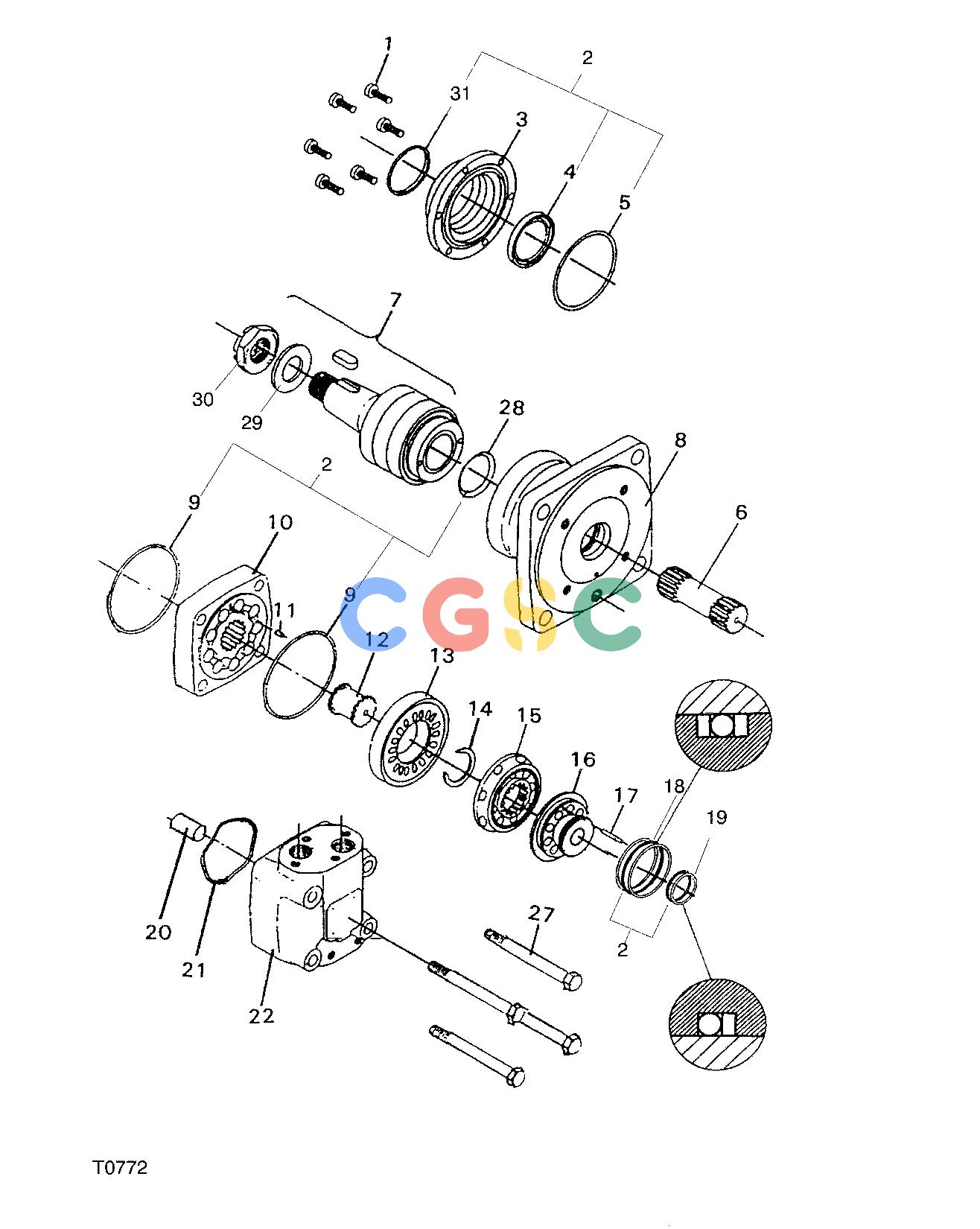 约翰迪尔零件查询758 HD - ATTACHMENTS ENGINE HYDRAULIC MOTOR F059285 11 54 T0772-1 [T0772-1]EPC John Deere online