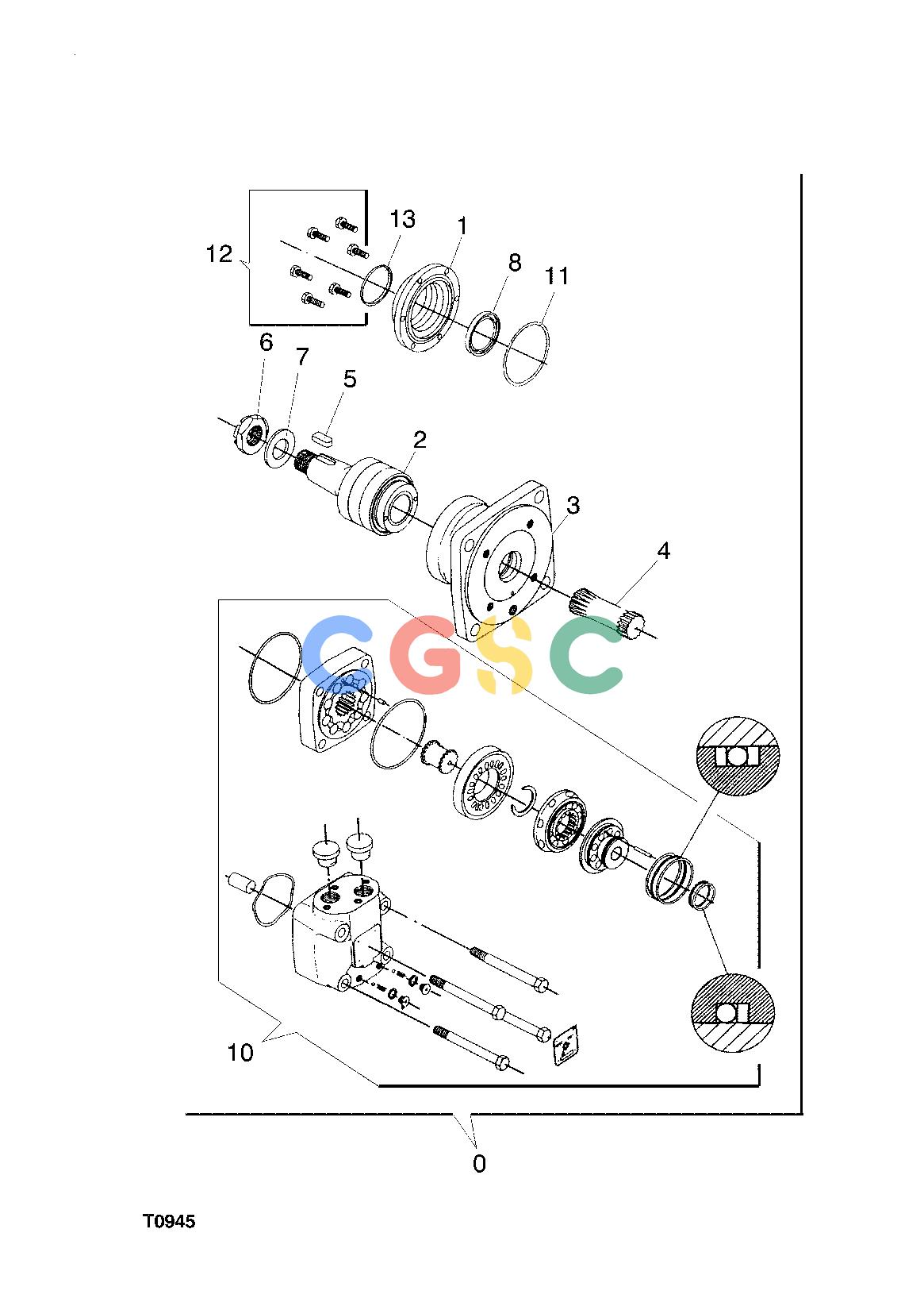 约翰迪尔零件查询758 HD - ATTACHMENTS ENGINE HYDRAULIC MOTOR, FEED ROLLERS F059285 11 52 T0945-1 [T0945-1]EPC John Deere online