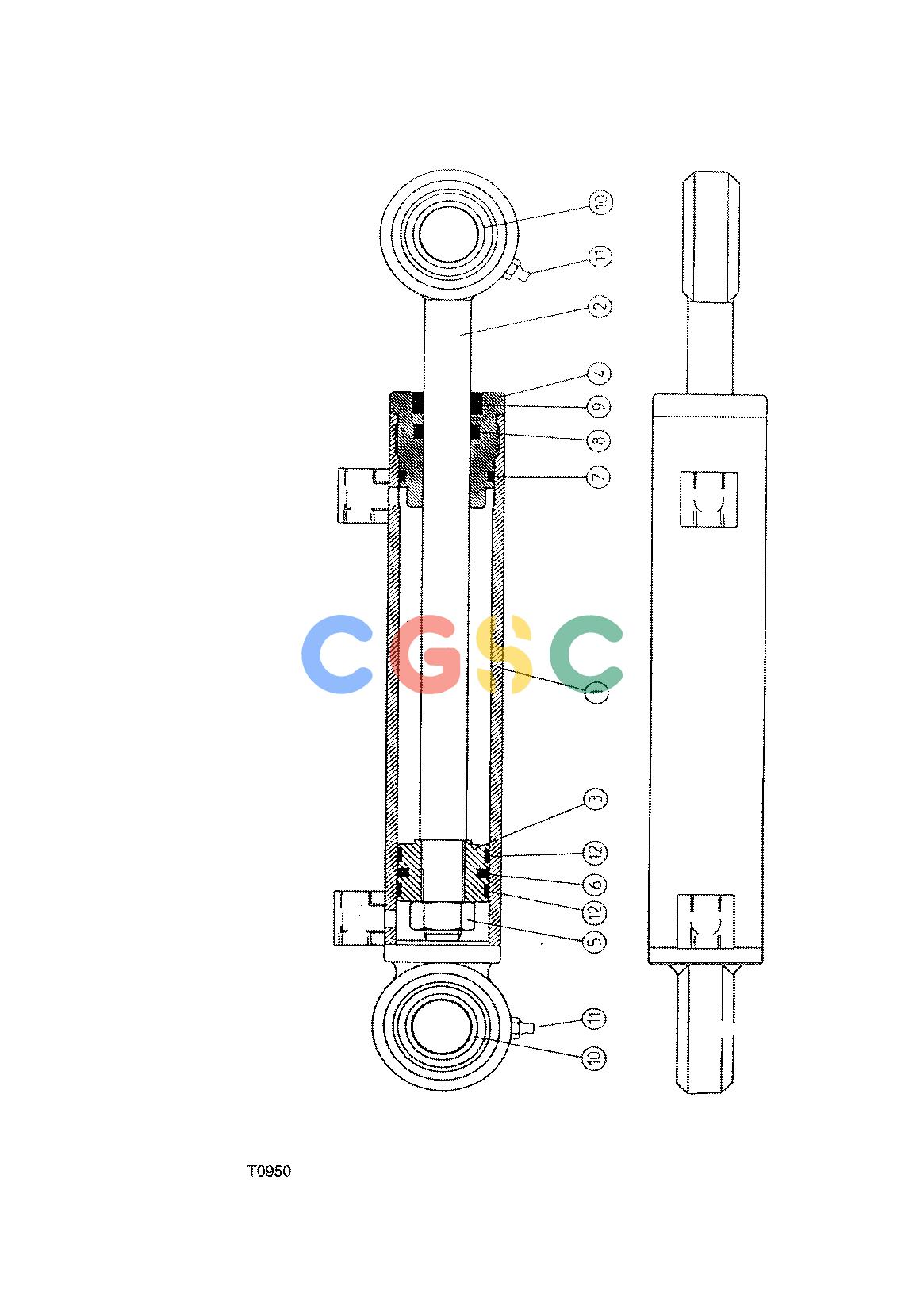 约翰迪尔零件查询745 ATT - ATTACHMENTS ENGINE CYLINDER, TILT F045006 11 46 T0950 [T0950]EPC John Deere online