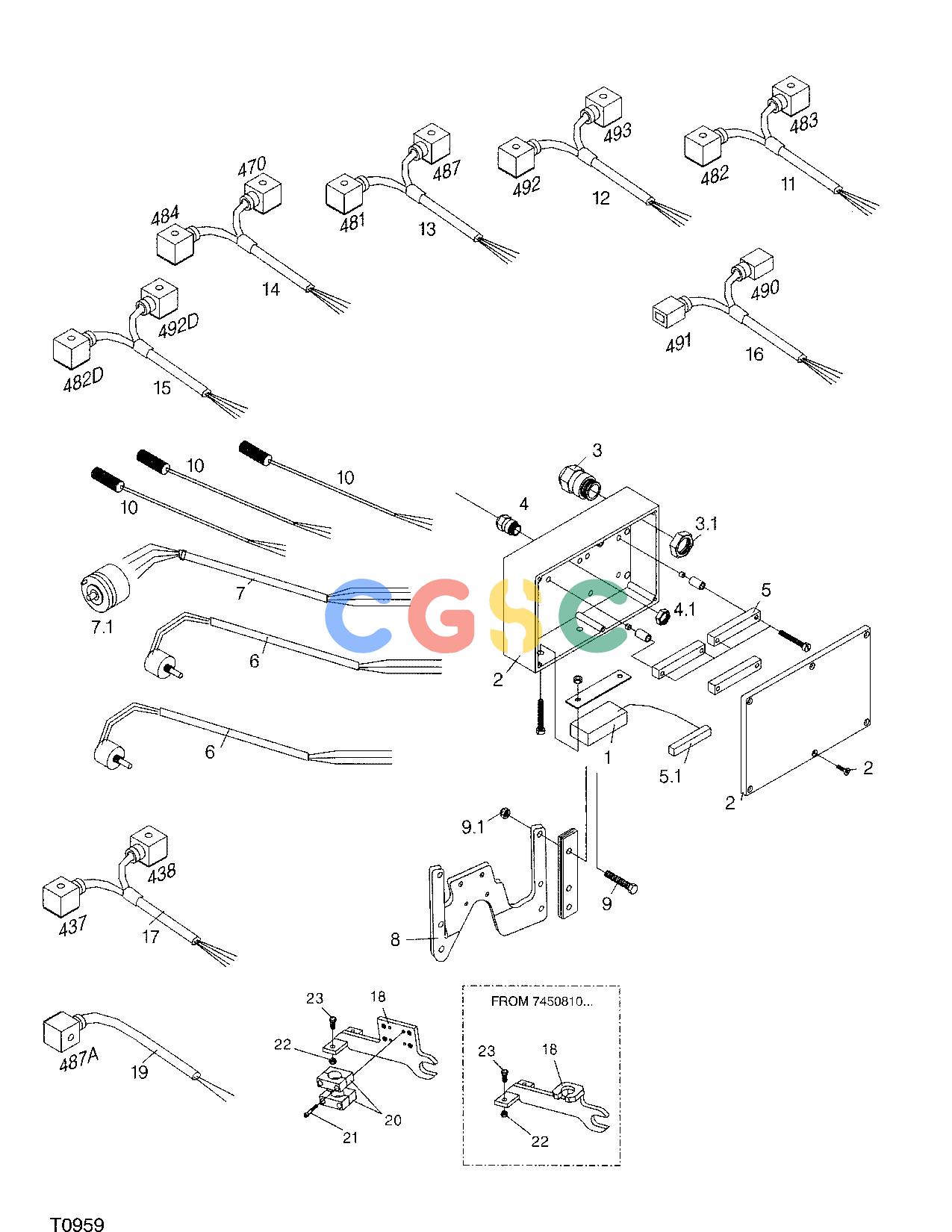 约翰迪尔零件查询745 ATT - ATTACHMENTS ENGINE ELECTRICAL MOUNTING F045006 11 60 T0959 [T0959]EPC John Deere online