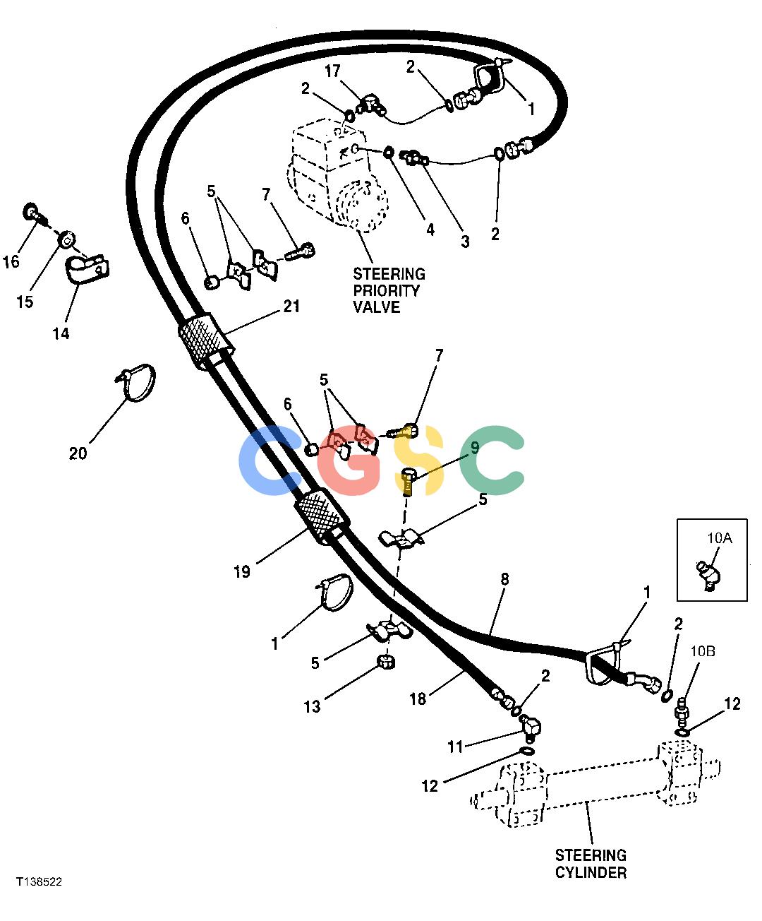 约翰迪尔零件查询410E - BACKHOE, LOADER Steering Hydraulics (w/ MFWD)EPC John Deere online