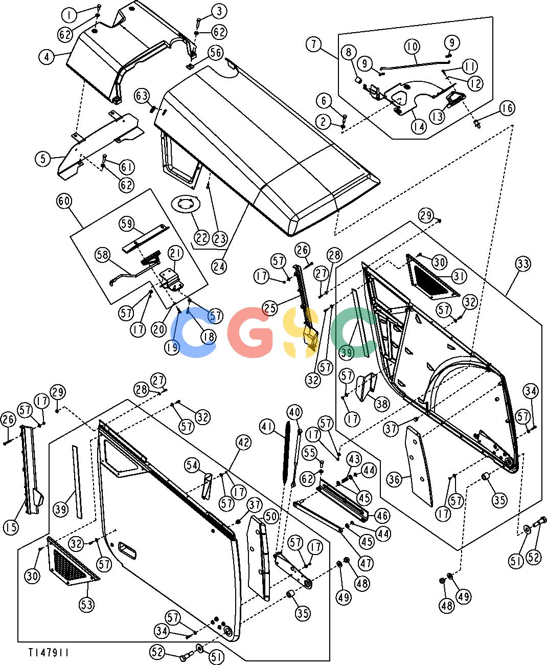 约翰迪尔零件查询410G - BACKHOE, LOADER Hood and Side PanelsEPC John Deere online