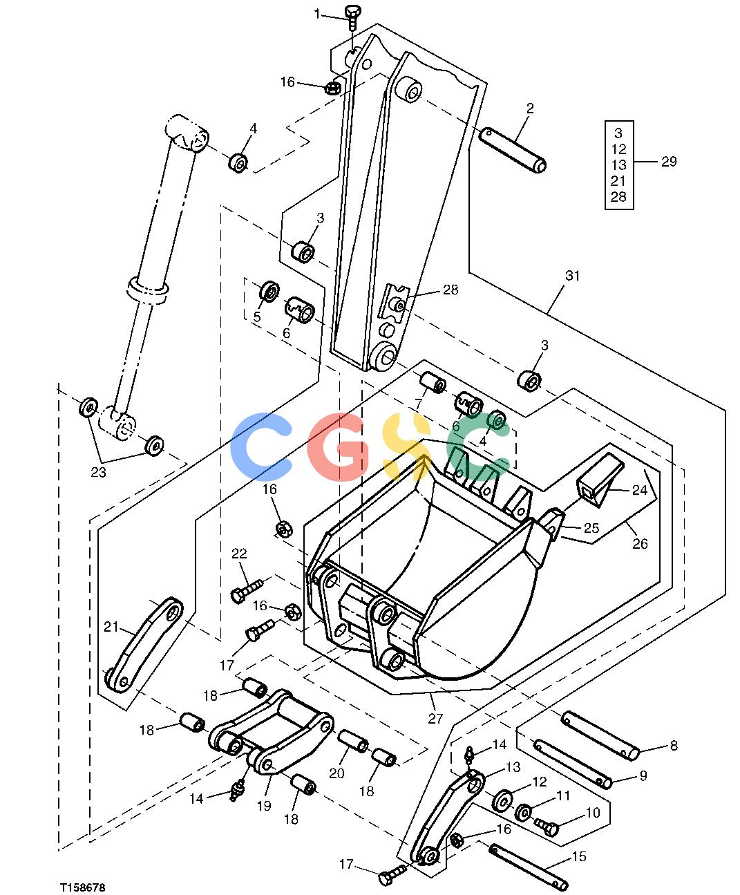 约翰迪尔零件查询850 - BACKHOE Bucket and LinkageEPC John Deere online