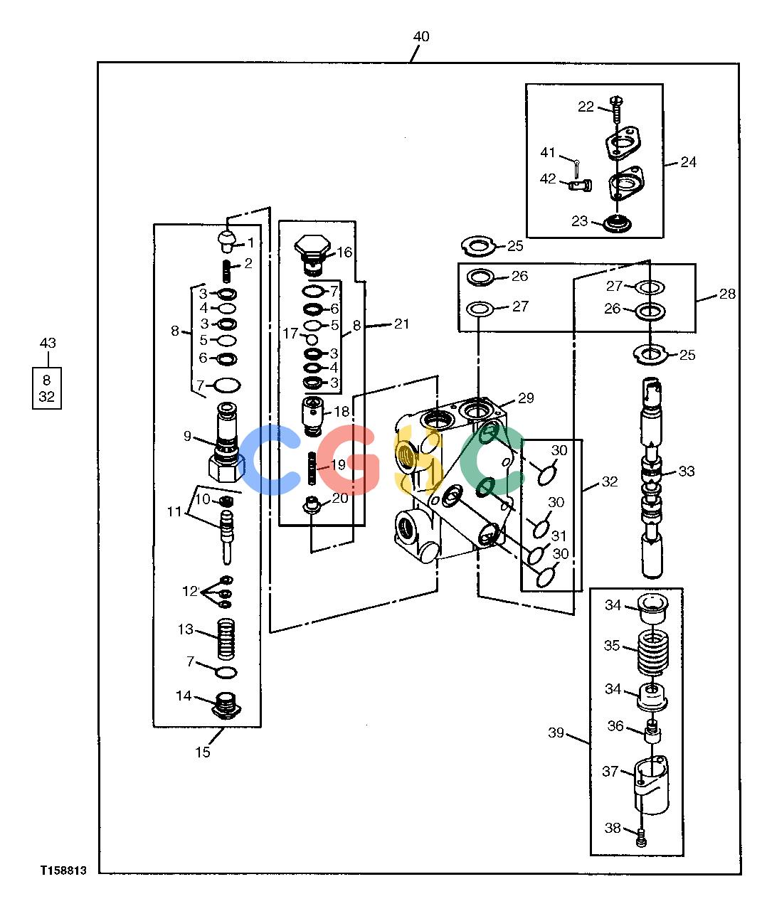 约翰迪尔零件查询850 - BACKHOE Boom and Dipperstick Valve SectionsEPC John Deere online