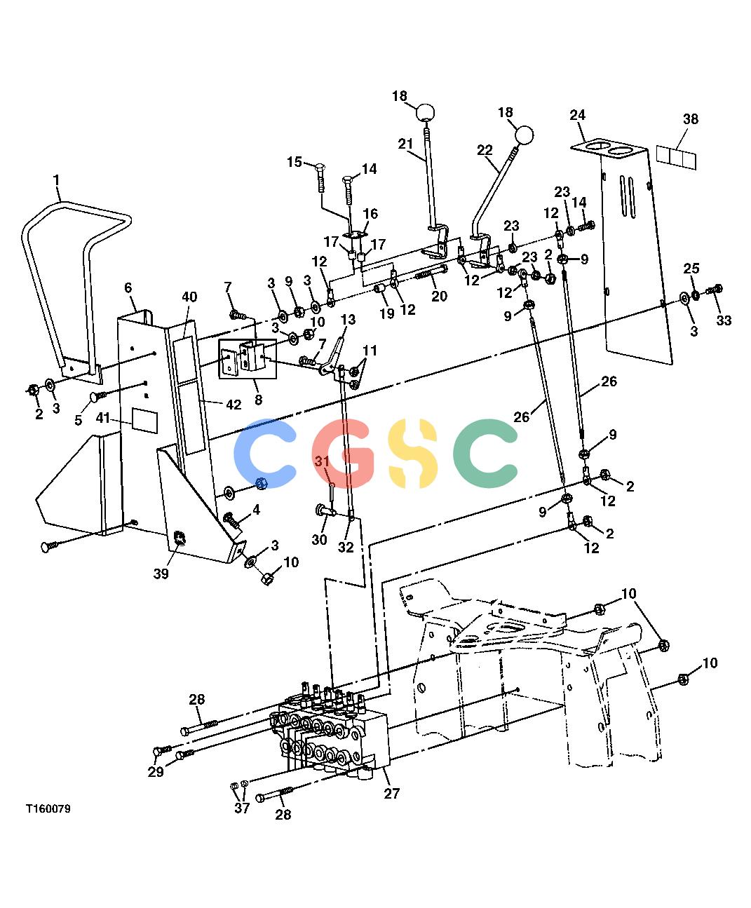 约翰迪尔零件查询850 - BACKHOE Control Linkage, Handle and Shroud ( - 200100)EPC John Deere online