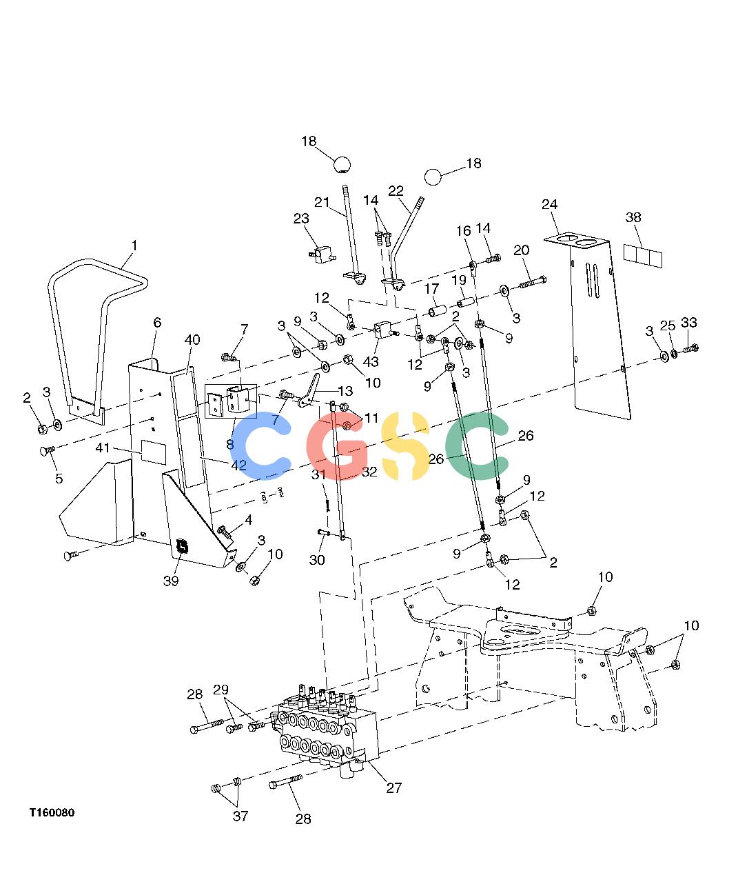 约翰迪尔零件查询850 - BACKHOE Control Linkage, Handle and Shroud (200101 - )EPC John Deere online