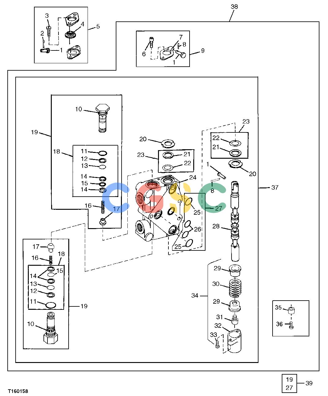 约翰迪尔零件查询800 - BACKHOE VALVE SECTION (STABILIZER-900 AND 911) (EXTENSION-911 ONLY)EPC John Deere online