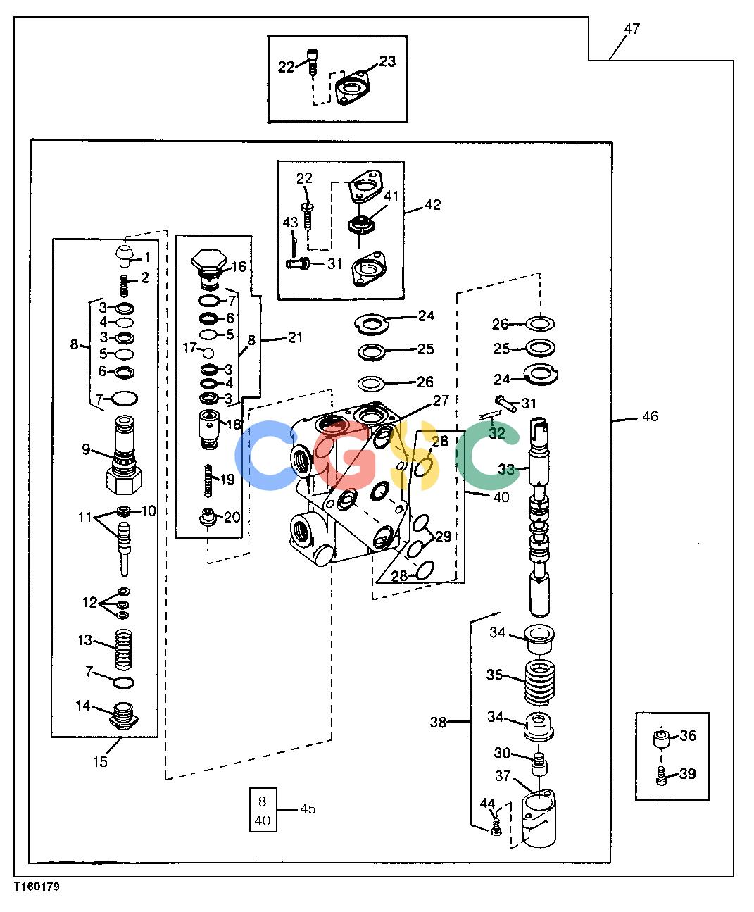 约翰迪尔零件查询800 - BACKHOE VALVE SECTION (BOOM AND DIPPERSTICK) (800)EPC John Deere online