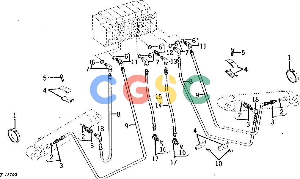 约翰迪尔零件查询93 - BACKHOE OIL LINES AND FITTINGS - STABILIZER AND SWING CIRCUIT 93 SERIES-A BACKHOE [F09]EPC John Deere online