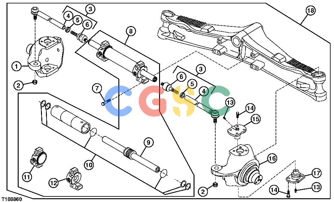 约翰迪尔零件查询410G - BACKHOE, LOADER Swivel Housing and Steering Cylinder (Without MFWD) (911132 - )EPC John Deere online
