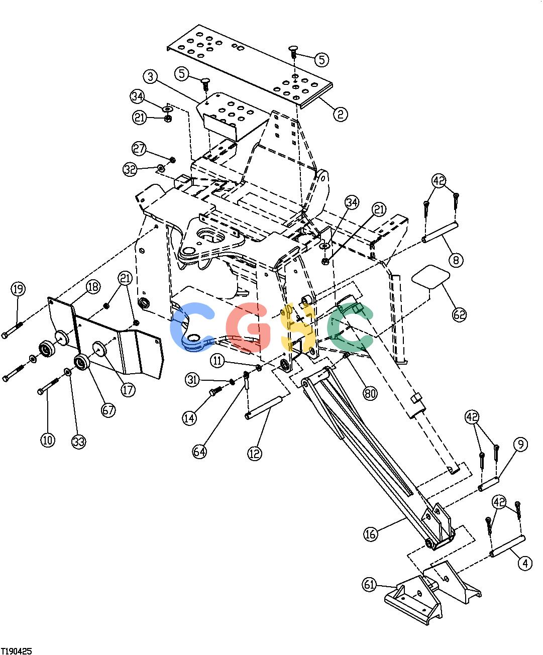 约翰迪尔零件查询850 - BACKHOE Stabilizers and Main Frame Top CoversEPC John Deere online