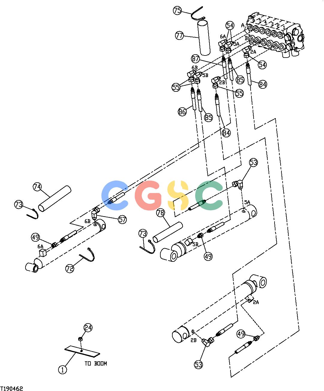 约翰迪尔零件查询850 - BACKHOE Hydraulic Hoses (Boom, Bucket and Dipperstick Cylinders) (960)EPC John Deere online