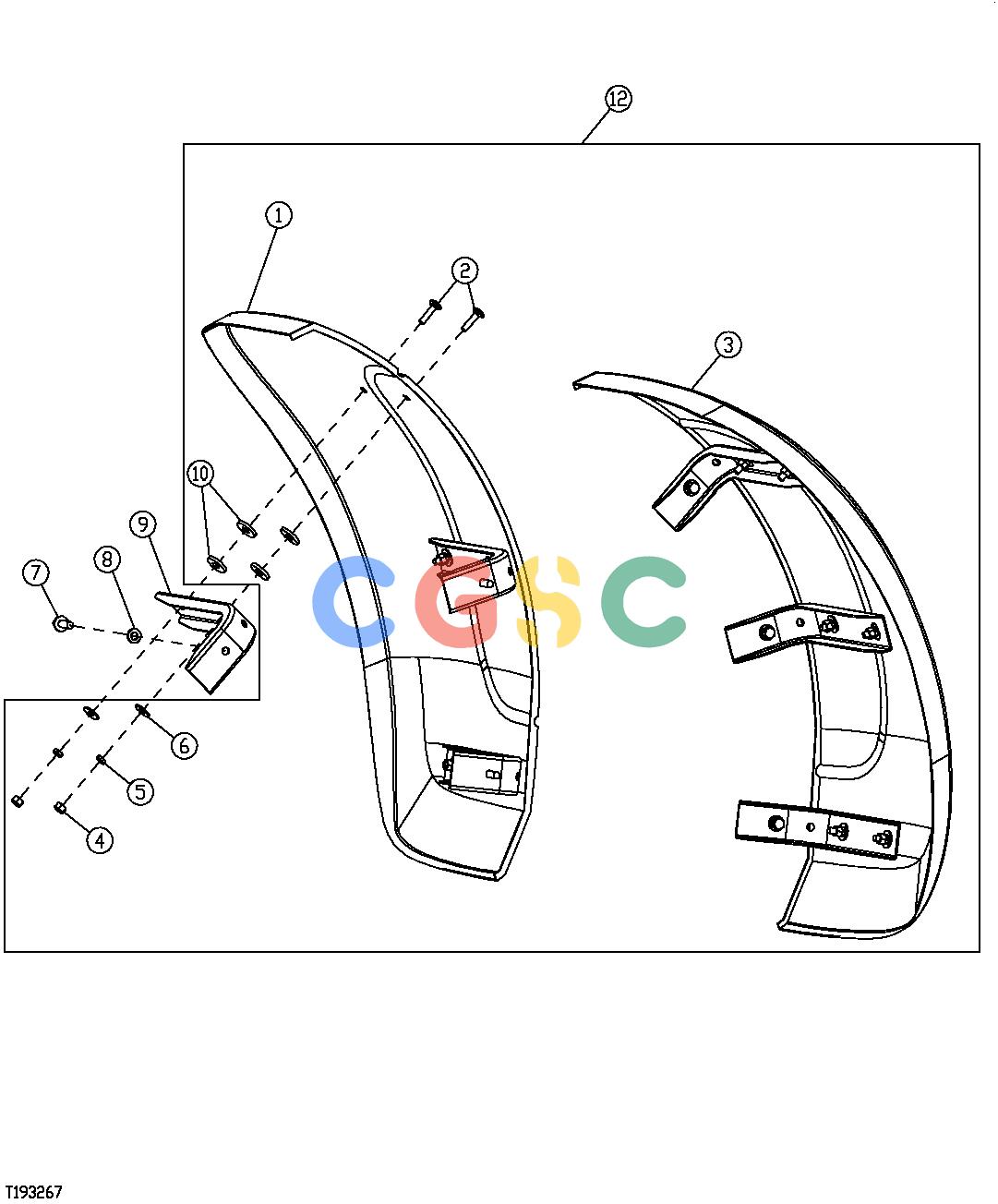 约翰迪尔零件查询RE160302 - AXLE Front Fenders ( - 588861)EPC John Deere online