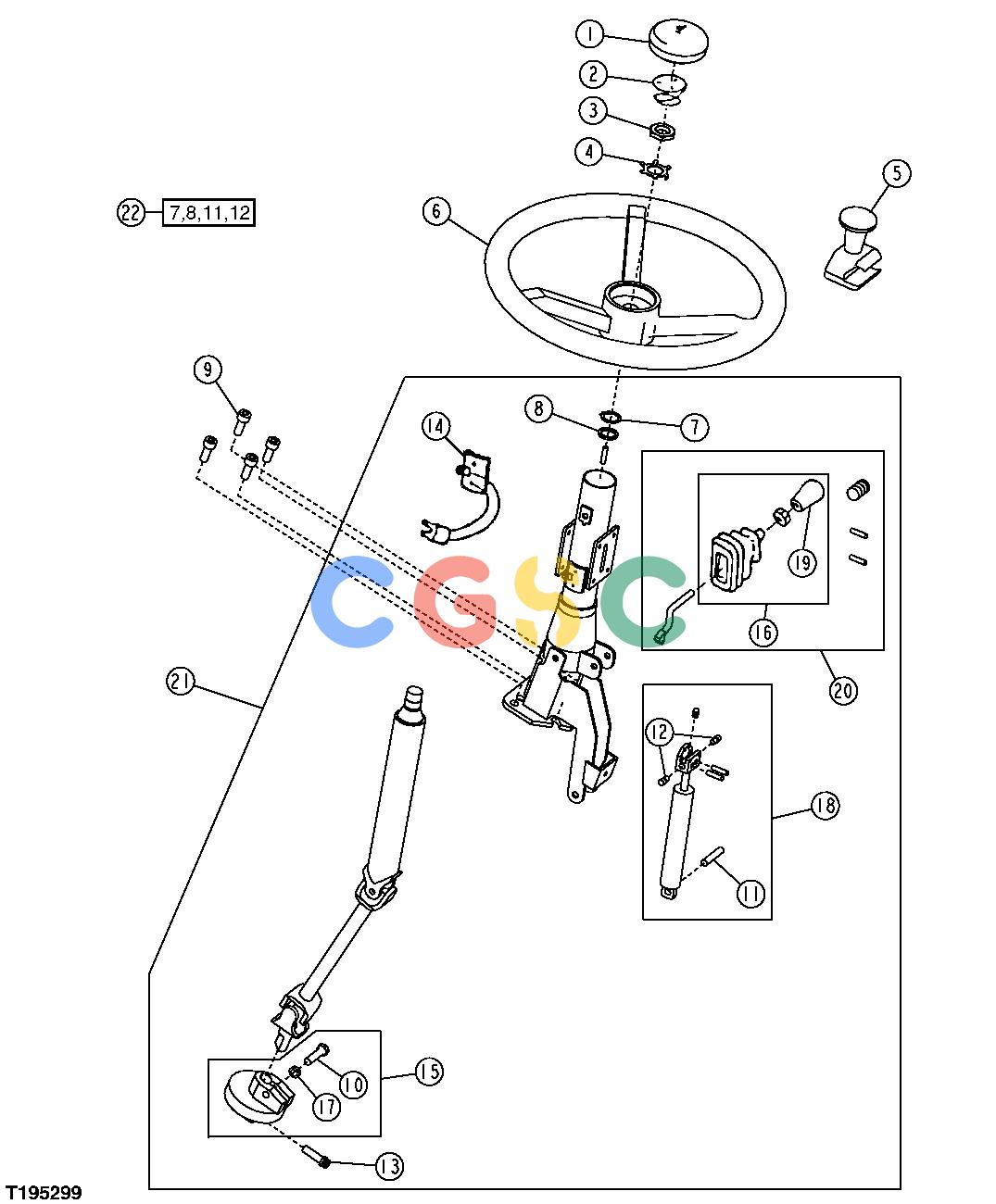 约翰迪尔零件查询RE160302 - AXLE STEERING WHEEL, COLUMN AND LINKAGE (SN. 590068- )EPC John Deere online