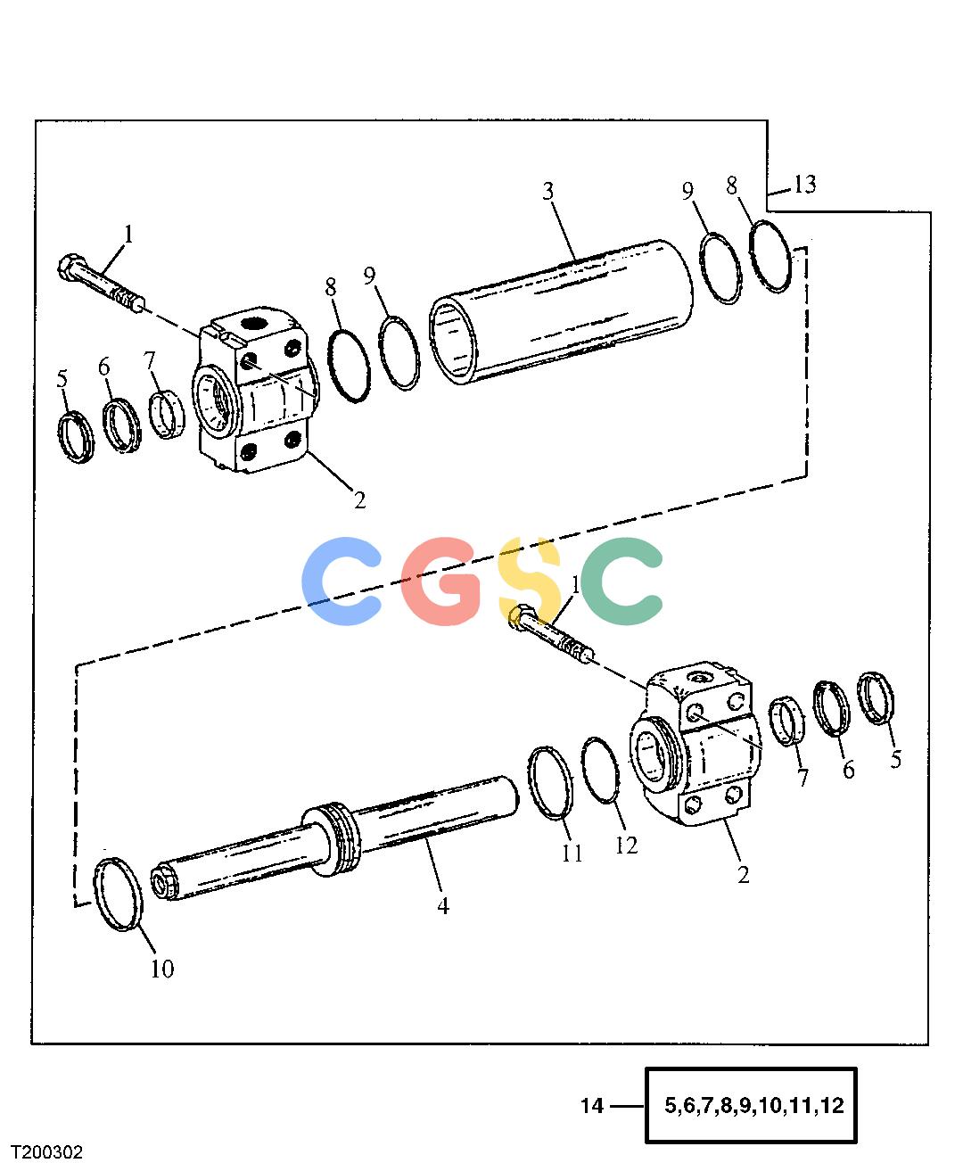 约翰迪尔零件查询410G - BACKHOE, LOADER Steering Cylinder (w/ MFWD)EPC John Deere online