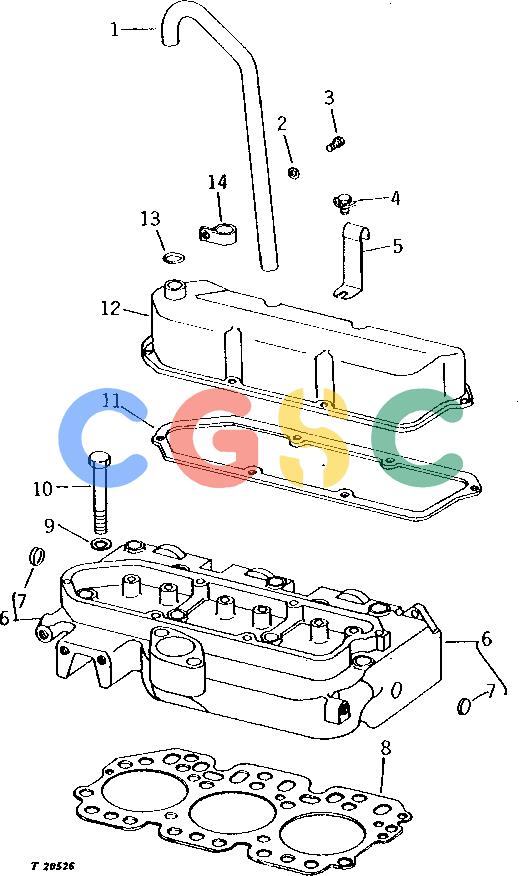 约翰迪尔零件查询300B - BACKHOE, LOADER CYLINDER HEAD AND ROCKER ARM COVER [01B08]EPC John Deere online