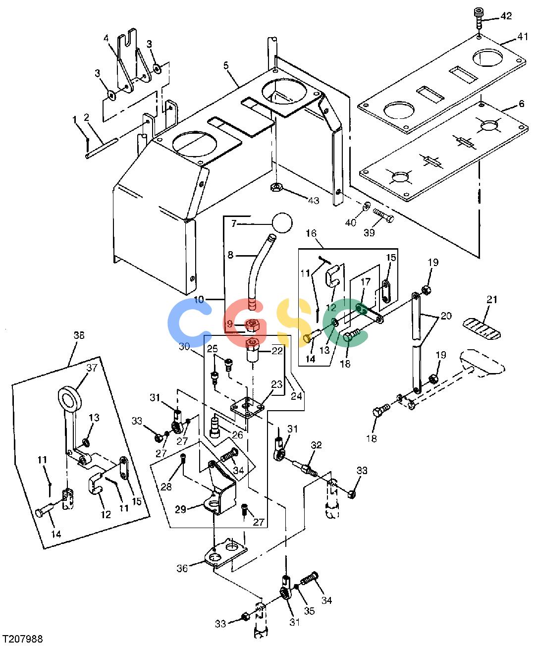 约翰迪尔零件查询850 - BACKHOE Control Linkage, Handle and ShroudEPC John Deere online