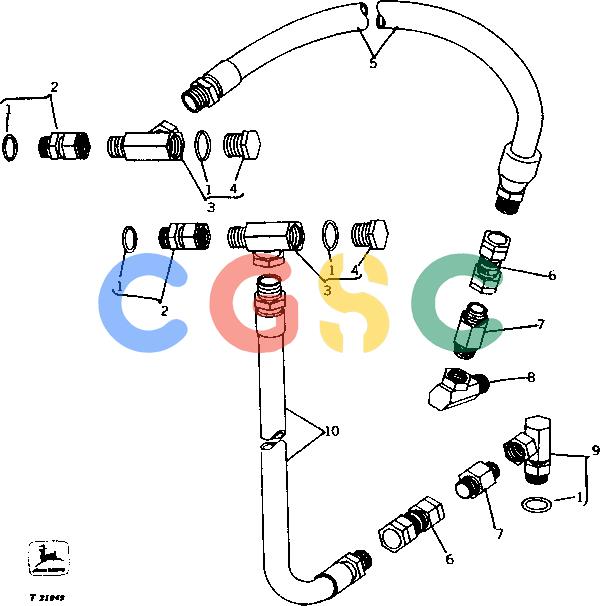 约翰迪尔零件查询93 - BACKHOE OIL LINES AND FITTINGS FOR JD544 LOADER AND JD644 LOADER WITH 93 SERIES A BACKHOE [G07]EPC John Deere online