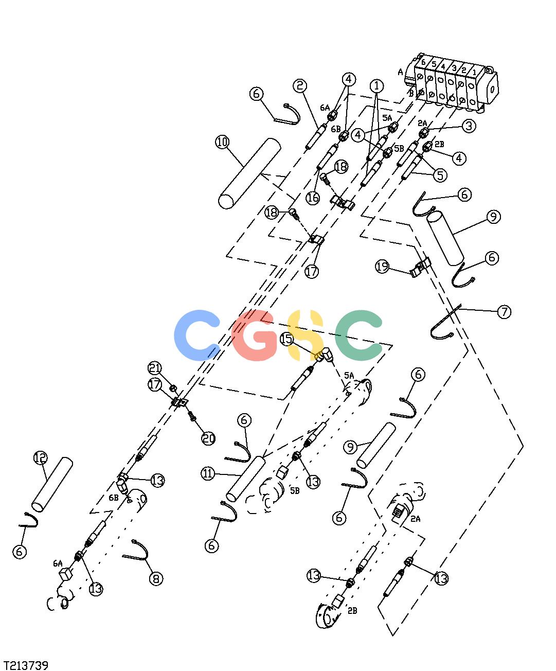 约翰迪尔零件查询850 - BACKHOE Hydraulic Hoses (Boom, Bucket and Dipperstick Cylinders)EPC John Deere online