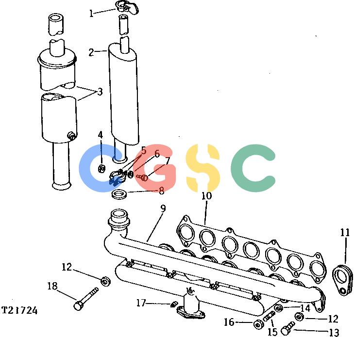约翰迪尔零件查询401C - BACKHOE, LOADER VERTICAL MUFFLER AND MANIFOLD (GASOLINE) [01C08]EPC John Deere online