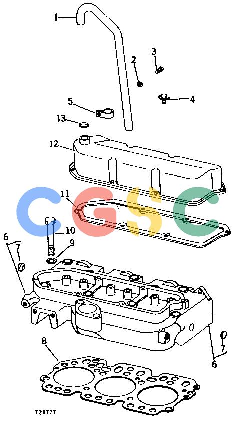 约翰迪尔零件查询310 - BACKHOE, LOADER CYLINDER HEAD AND ROCKER ARM COVER [01B03]EPC John Deere online