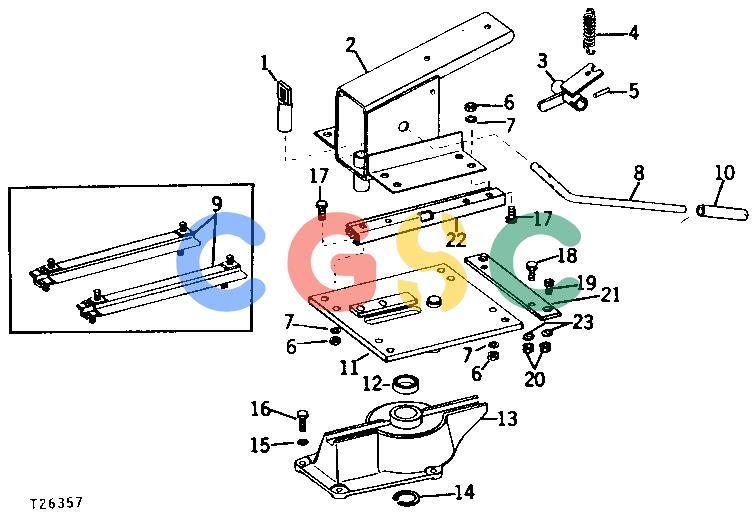 约翰迪尔零件查询410 - BACKHOE, LOADER SEAT LOWER SUPPORT AND SWIVEL [02C11]EPC John Deere online