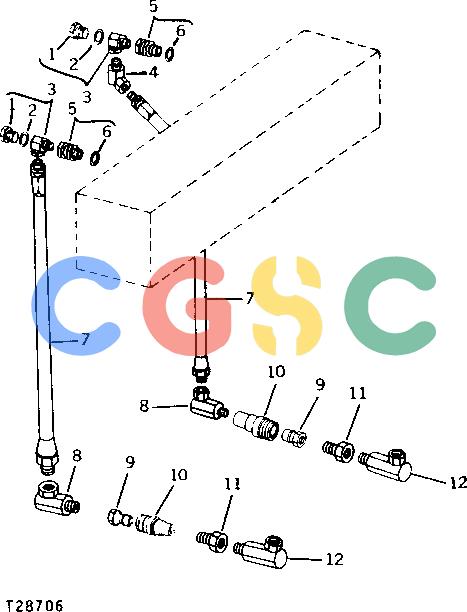 约翰迪尔零件查询9250 - BACKHOE OIL LINES AND FITTINGS - BULLDOZER SELECTOR VALVE TO BACKHOE CONTROL VALVE (JD350-B, JD450-B) [C12]EPC John Deere online