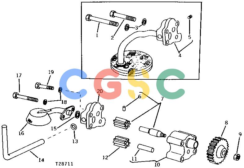 约翰迪尔零件查询410 - BACKHOE, LOADER ENGINE OIL PUMP [01C07]EPC John Deere online