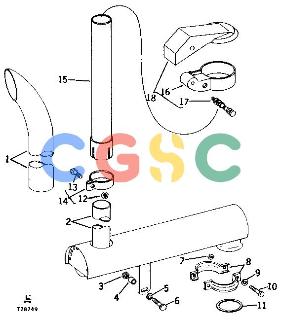 约翰迪尔零件查询410 - BACKHOE, LOADER MUFFLER [01C17]EPC John Deere online