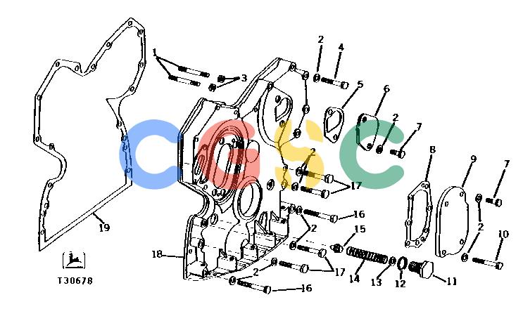 约翰迪尔零件查询410 - BACKHOE, LOADER TIMING GEAR COVER (DIESEL) [01C10]EPC John Deere online