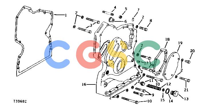 约翰迪尔零件查询300B - BACKHOE, LOADER TIMING GEAR COVER (GASOLINE) [01C04]EPC John Deere online
