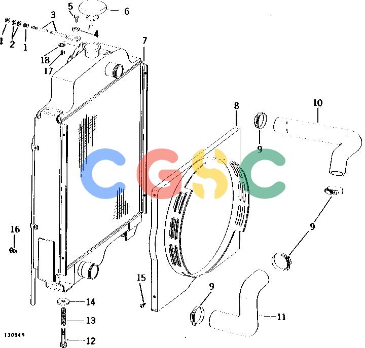 约翰迪尔零件查询302A - BACKHOE, LOADER RADIATOR (WITHOUT OIL COOLER) [01C19]EPC John Deere online