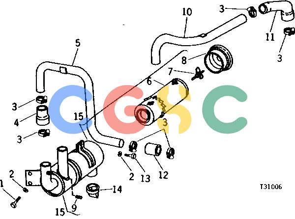 约翰迪尔零件查询300B - BACKHOE, LOADER AIR CLEANER, AIR INTAKE PIPE AND HOSES (DRY-TYPE) (SERIAL NO. -386506) [01C07]EPC John Deere online