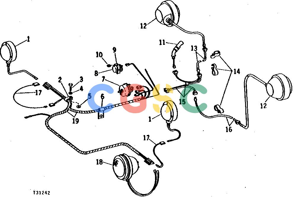 约翰迪尔零件查询302A - BACKHOE, LOADER FRONT AND REAR LIGHT WIRING SYSTEM [02B04]EPC John Deere online