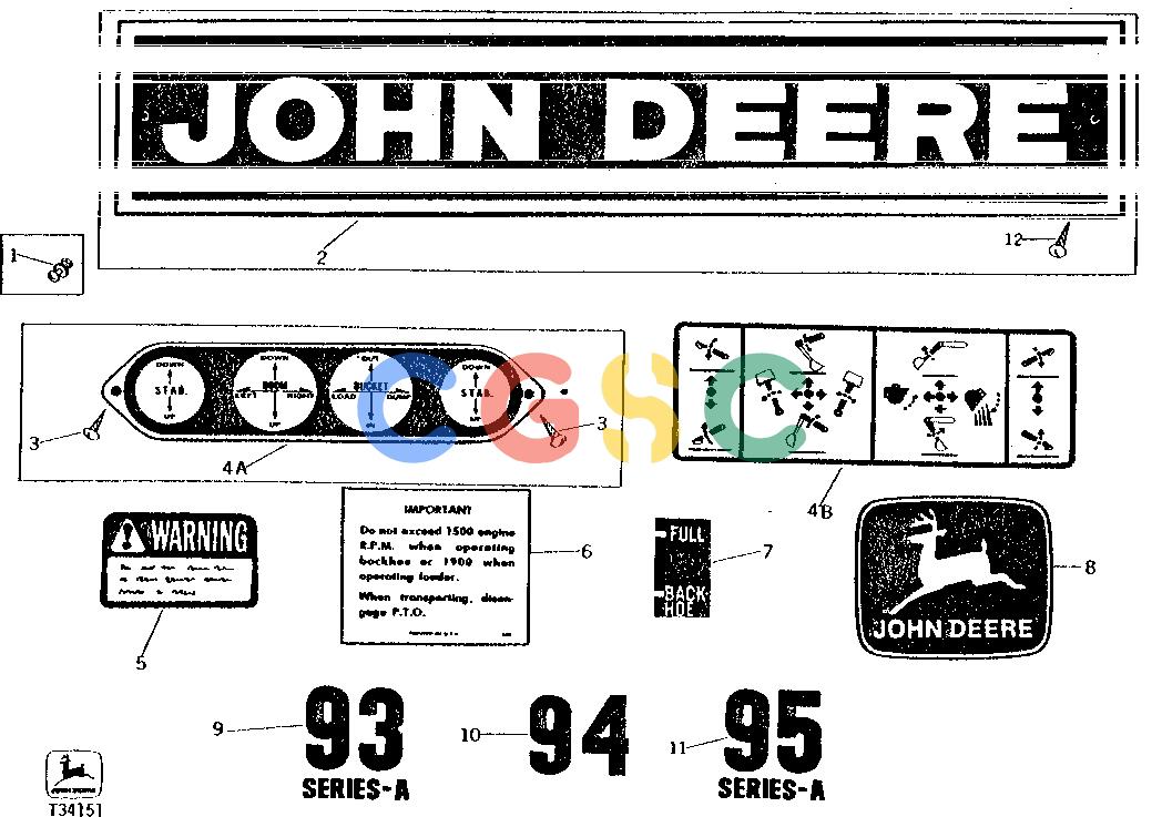 约翰迪尔零件查询93 - BACKHOE DECALS AND LABELS [G16]EPC John Deere online