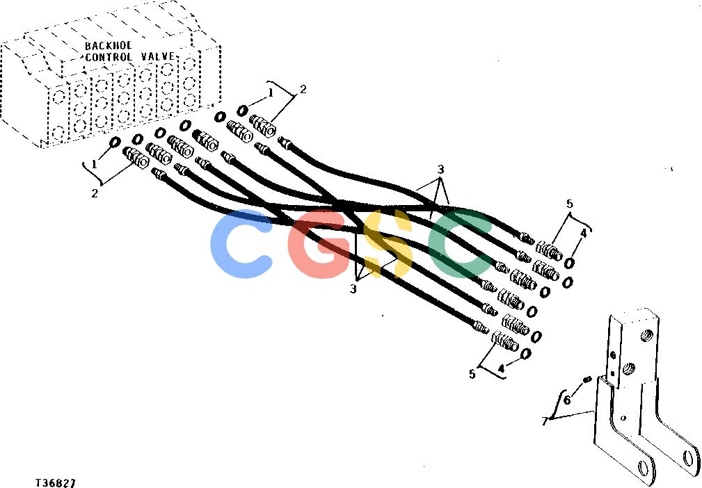 约翰迪尔零件查询9550 - BACKHOE OIL LINES AND FITTINGS - VALVE TO MANIFOLD BLOCK [B23]EPC John Deere online