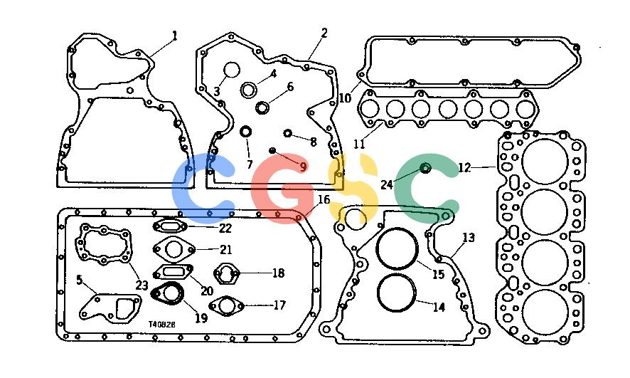 约翰迪尔零件查询410 - BACKHOE, LOADER ENGINE OVERHAUL GASKET SET (GASOLINE) (SERIAL NO. 192001- ) [02F09]EPC John Deere online