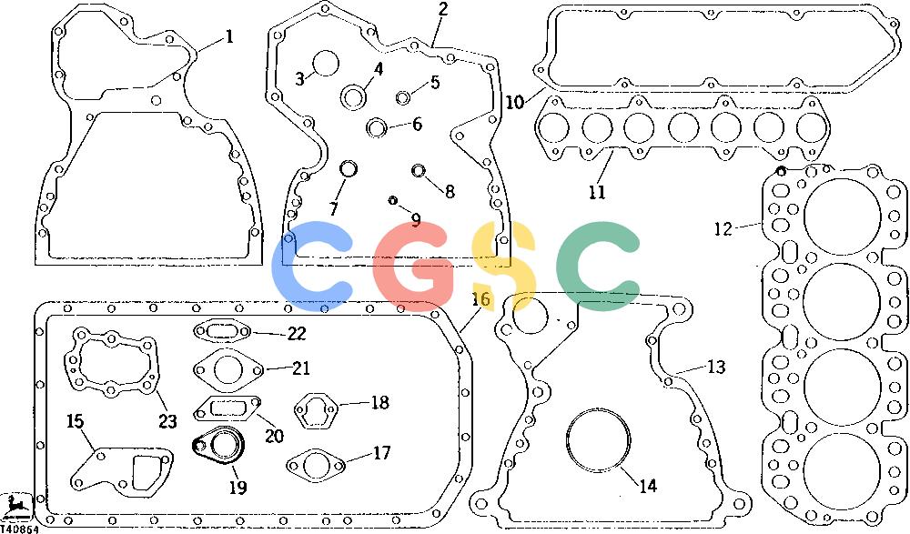 约翰迪尔零件查询410 - BACKHOE, LOADER ENGINE OVERHAUL GASKET SET (GASOLINE) (SERIAL NO. -192000) [02F08]EPC John Deere online