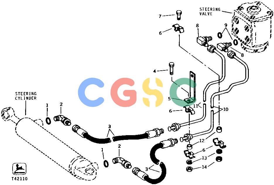 约翰迪尔零件查询310 - BACKHOE, LOADER POWER STEERING CYLINDER HYDRAULICS (SERIAL NO. 237998- ) [01F24]EPC John Deere online