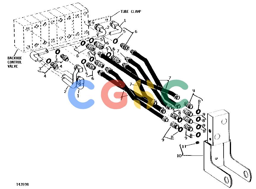 约翰迪尔零件查询401C - BACKHOE, LOADER OIL LINES AND FITTINGS, CONTROL VALVE TO MANIFOLD (9250-A BACKHOE) [02G03]EPC John Deere online