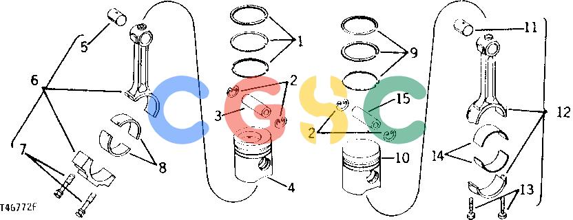 约翰迪尔零件查询300B - BACKHOE, LOADER PISTONS AND CONNECTING RODS (SERIAL NO. -710723) [01B18]EPC John Deere online