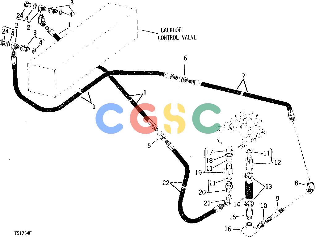 约翰迪尔零件查询93 - BACKHOE OIL LINES AND FITTINGS-LOADER CONTROL VALVE TO BACKHOE CONTROL VALVE (JD350 AND JD450 CRAWLER LOADEREPC John Deere online