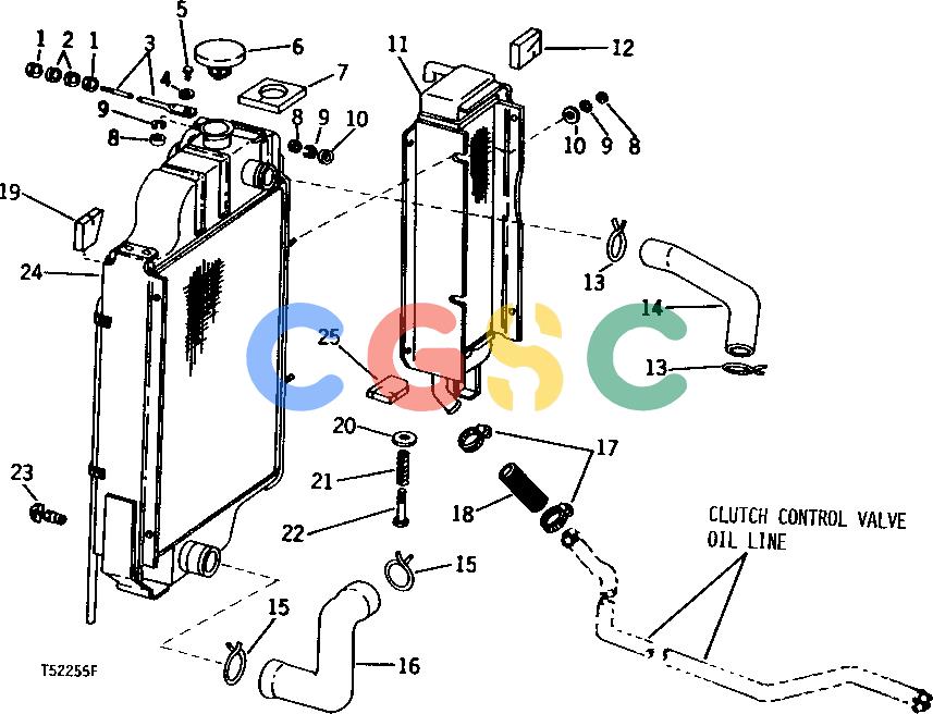 约翰迪尔零件查询310 - BACKHOE, LOADER RADIATOR AND TRANSMISSION OIL COOLER [01C12]EPC John Deere online